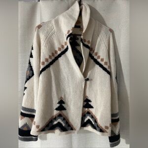 360 CASHMERE Koko Cardigan Cashmere Sweater in Neutral Beige Chalk Multi XS